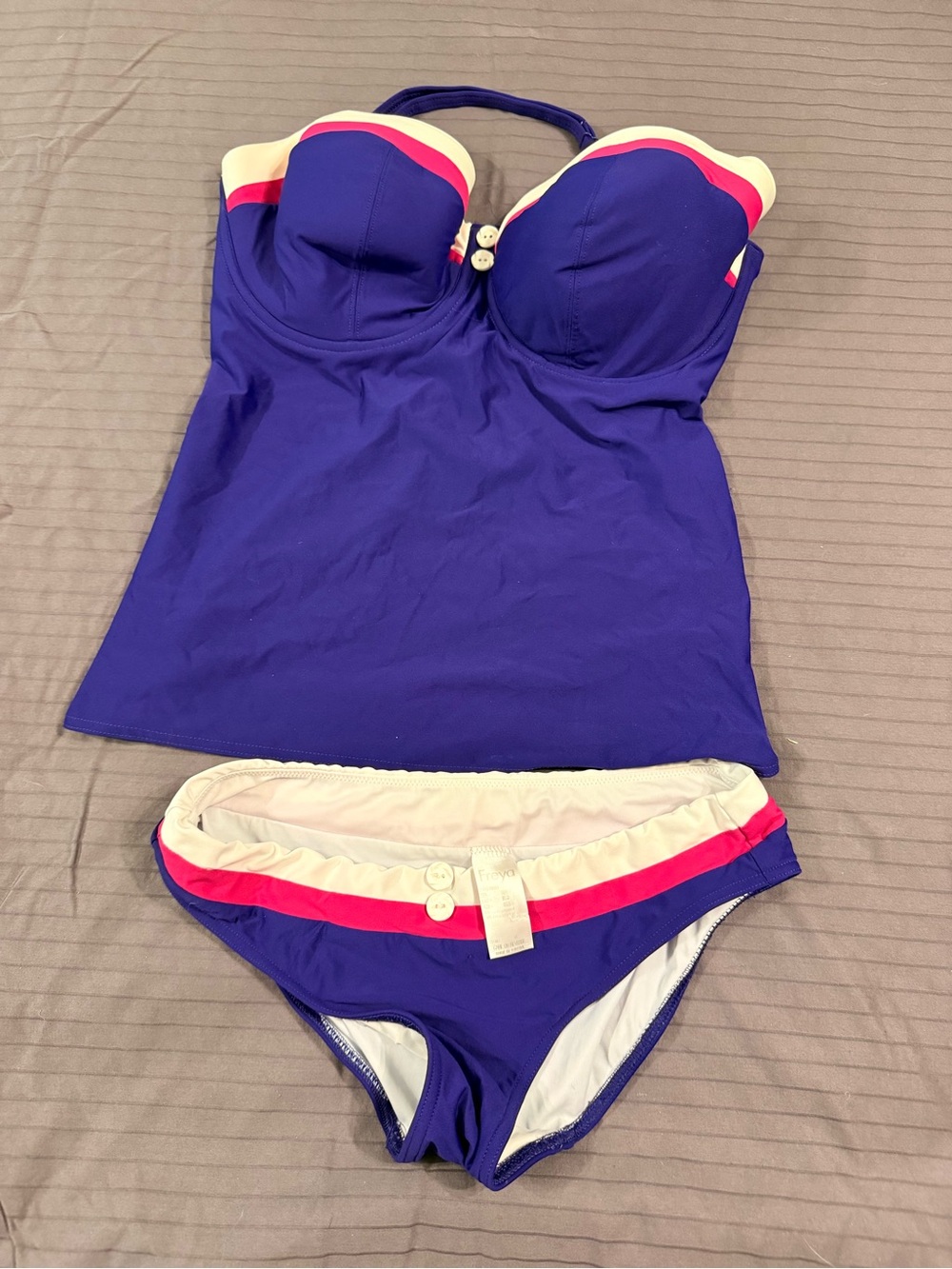 Freya Purple Tankini with Pink and Cream Trim